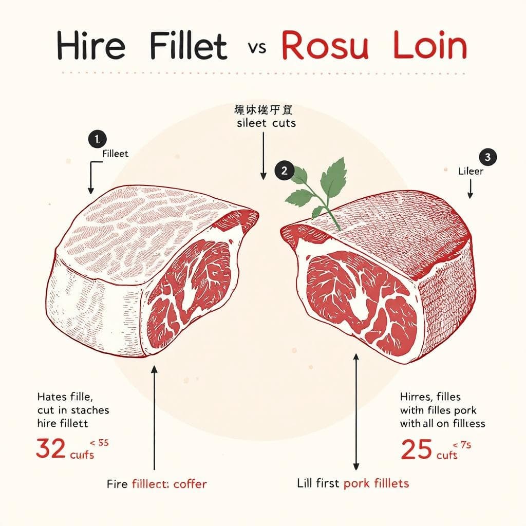 Schéma des coupes de porc : filet hire et échine rosu