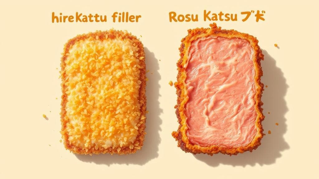 Hire katsu filet et rosu katsu échine côte à côte, croûte de panko dorée