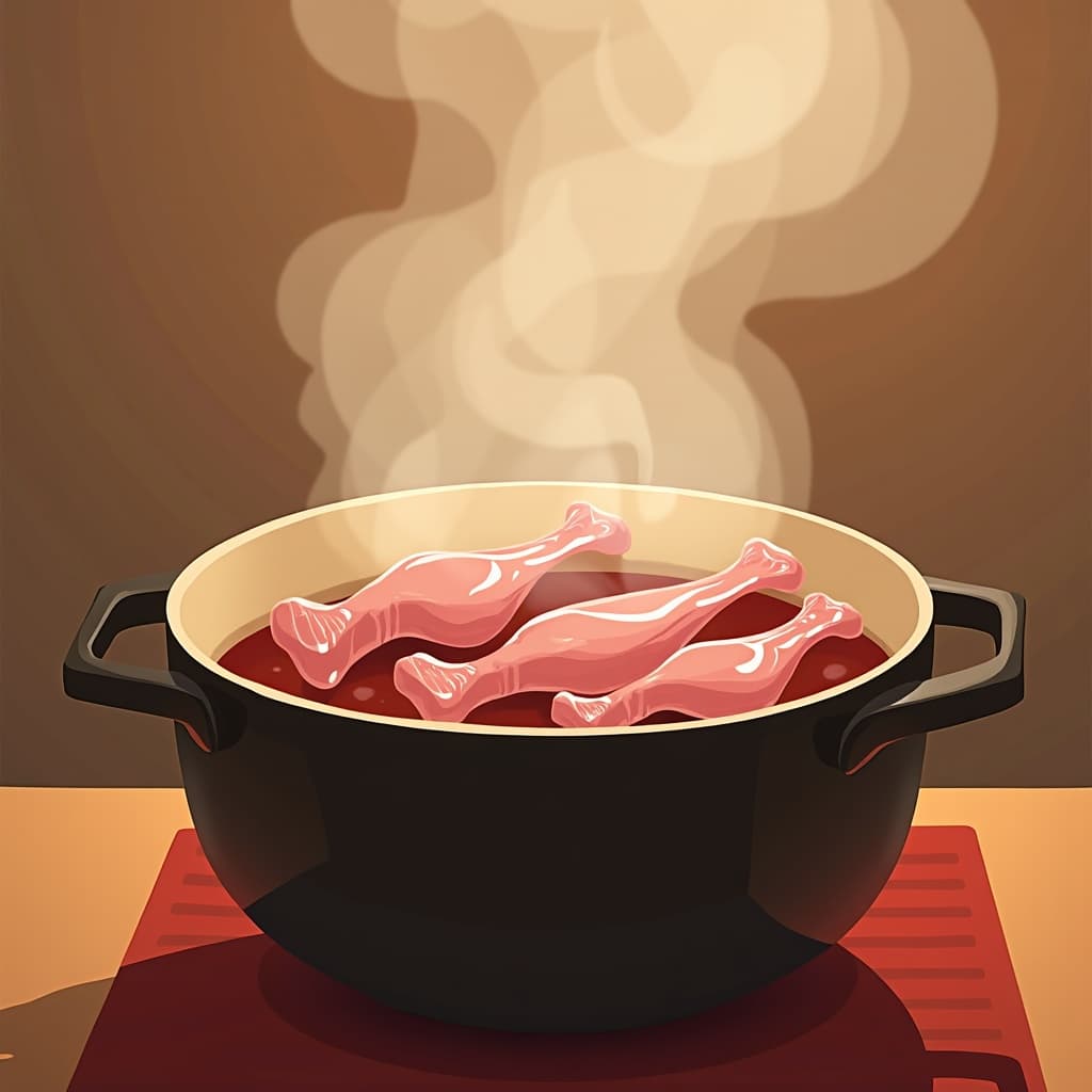 Os de porc en train de mijoter pour un bouillon tonkotsu